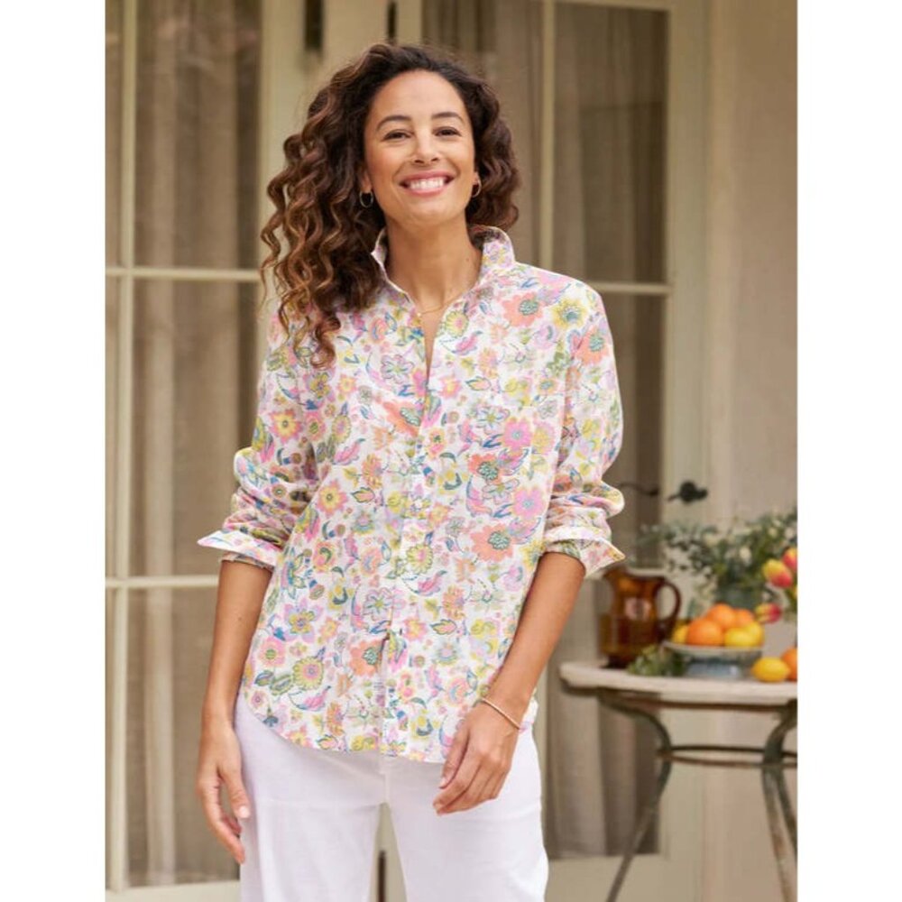 NWOT Frank & Eileen Eileen Multi Color Floral Linen Shirt size XS
